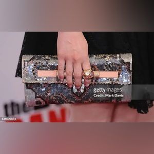 Rene Caovilla Crystal-Embellished Rectangular Clutch Gold Small HandBag Purse